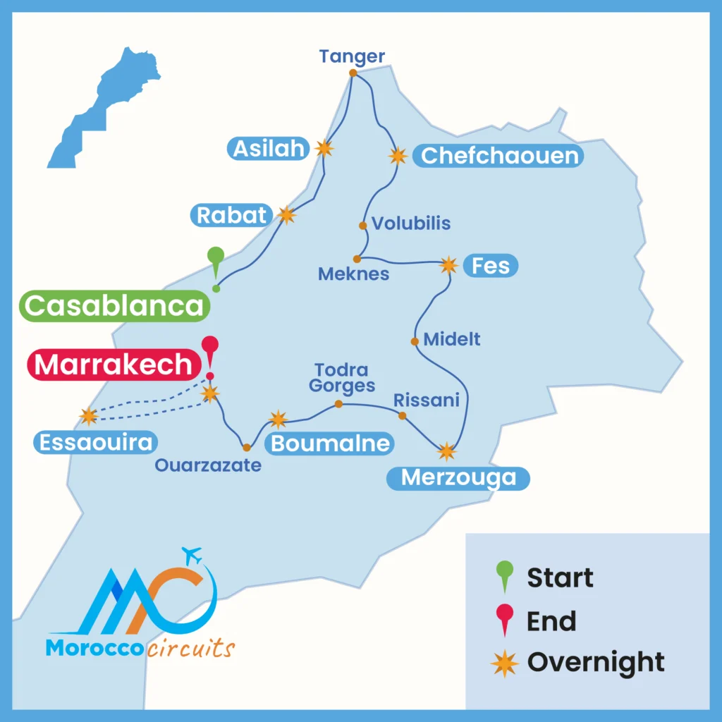14 Days Morocco Itinerary Starting Casablanca